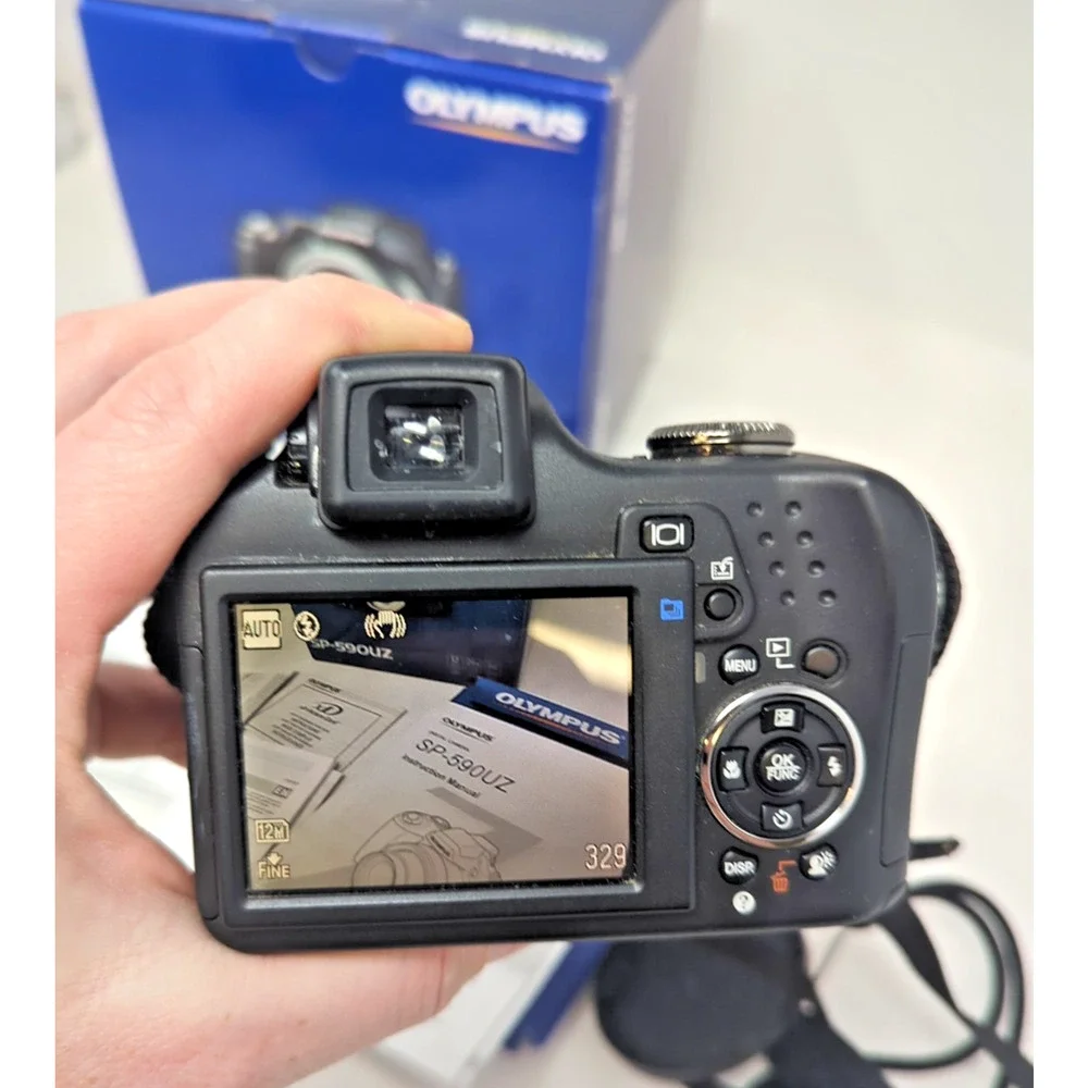 Olympus SP-590UZ 12.0MP 26X Zoom Wide 26mm Digital Camera w/ 2GB card and box